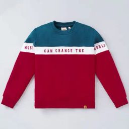 Ed-a-Mamma Kids Red & Blue Cotton Color Block Full Sleeves Sweatshirt-picture-10