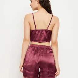 Clovia Wine Crop Top With Shorts image 2