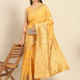 Saree Mall Yellow Woven Saree With Unstitched Blouse-picture-29