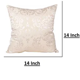 Home Cream-Coloured & Silver-Toned Set of 2 Ethnic Motifs Square Cotton Cushion Covers image 3