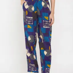 Clovia Purple Printed Pyjamas image 1