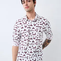 Spykar Red Nylon Slim Print Shirt-picture-22