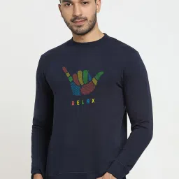 Bewakoof Blue Regular Fit Printed Sweatshirts image 1