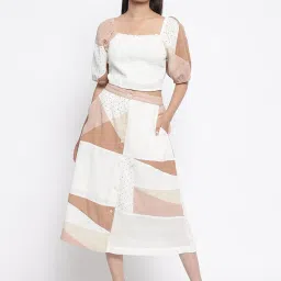 Fabindia White & Beige Cotton Printed A-Line Dress image 5