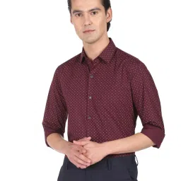 Arrow Maroon Cotton Slim Fit Printed Shirt image 3