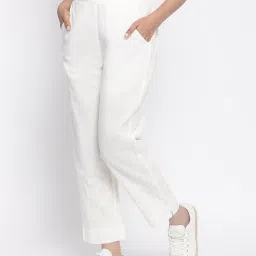 Fabindia White Cotton Embroidered Pants image 3