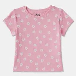 R&B Kids Pink Floral Regular Fit T-Shirt-picture-17