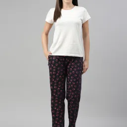 Kryptic Navy & Blue Printed Pure Cotton Elasticated Waist Band Regular Fit Pyjamas - Pack of 2 image 4