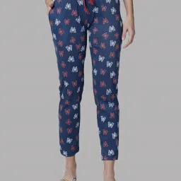 Kryptic Navy & Blue Printed Pure Cotton Elasticated Waist Band Regular Fit Pyjamas - Pack of 2 image 3