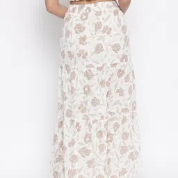 Fabindia White & Pink Cotton Printed Maxi Skirt image 2