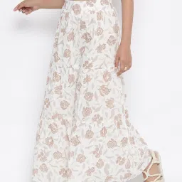 Fabindia White & Pink Cotton Printed Maxi Skirt image 3