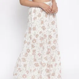 Fabindia White & Pink Cotton Printed Maxi Skirt image 4