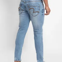 Spykar Blue Cotton Slim Fit Distressed Jeans image 2