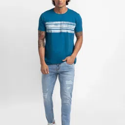 Spykar Blue Cotton Slim Fit Distressed Jeans image 5
