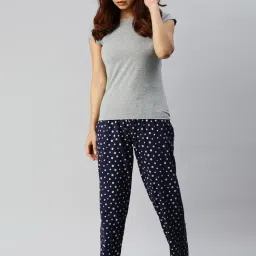 Kryptic Navy & Blue Printed Pure Cotton Elasticated Waist Band Regular Fit Pyjamas - Pack of 2 image 4