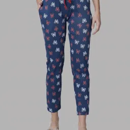 Kryptic Navy & Blue Printed Pure Cotton Elasticated Waist Band Regular Fit Pyjamas - Pack of 2 image 3