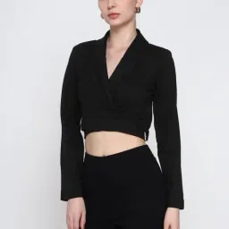 Cover Story Black Polyester Solid Regular Fit Jacket image 4