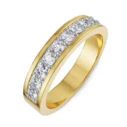 EMORI Yellow Gold Sleek Row Diamond Band-image-40