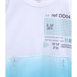 Lil Tomatoes Kids White & Blue Cotton Printed Sweatshirt image 3