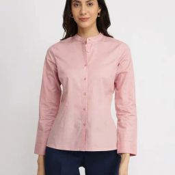 Fablestreet Pink Cotton Solid Long Sleeves Shirt-picture-19