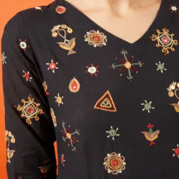 Okhai Black Embroidery Flare Dress image 4