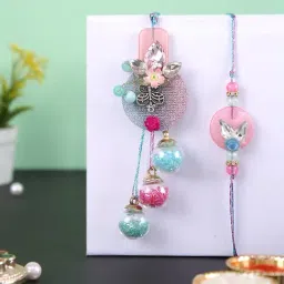 Aapno Rajasthan Attractive Floral Beaded Bhaiya Bhabhi Rakhi-image-10