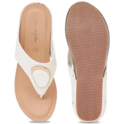 Forever Glam by Pantaloons Women's White Thong Wedges image 4