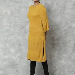 Biba Yellow Straight Kurta image 4