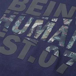 Being Human Navy Cotton Regular Fit Printed Hooded Sweatshirts image 4