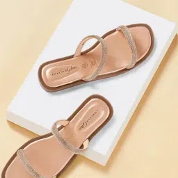 Forever Glam by Pantaloons Women's Rose Gold Casual Sandals-image-45