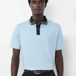 Rare Rabbit Blue Regular Fit Solid Polo T-Shirt-picture-32
