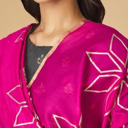 Fabindia Pink Cotton Zari Work Dupatta image 5
