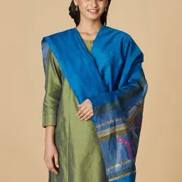 Fabindia Blue Cotton Plain Dupatta image 2