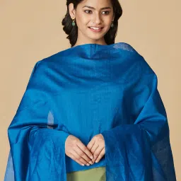 Fabindia Blue Cotton Plain Dupatta image 3