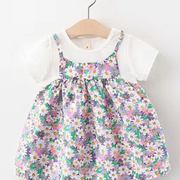 YK Girls Floral Print Fit & Flare Dress-image-13