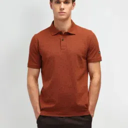 Arrow Sport Brown Cotton Regular Fit Printed Polo T-Shirt-image-43