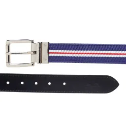 Red Tape Navy & Black Woven Casual Reversible Leather Belt for Men image 3