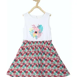 allen solly junior Allen Solly Kids White & Pink Cotton Printed Frock image 1