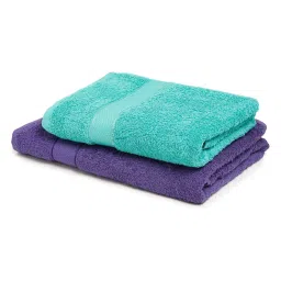 Creeva Violet & Sea Green 525 GSM Cotton Bath Towel Set of 2 image 3