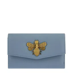 Accessorize London Britney Bee Blue Solid Tri-Fold Wallet for Women image 1