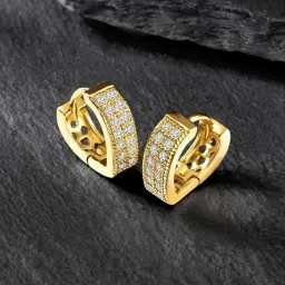 Peora Fancy Gold-Plated Cubic Zirconia Hoop Earrings-picture-10