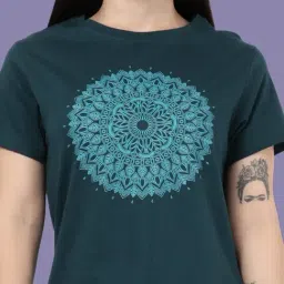 Kryptic Black & Teal Blue Relaxed Fit Printed Night Suit image 5