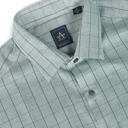 Arrow Green Cotton Slim Fit Checks Shirt image 4