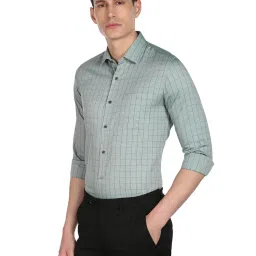 Arrow Green Cotton Slim Fit Checks Shirt image 3