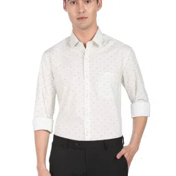 Arrow Light Green Cotton Slim Fit Printed Shirt image 1