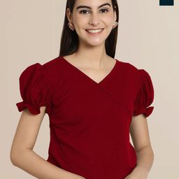 Tromko Women Puff Sleeve V-Neck Top-picture-11