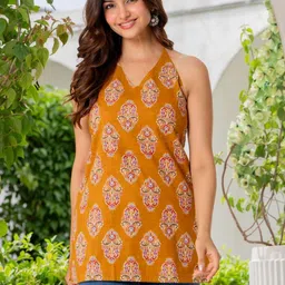 BAESD Print Halter Neck Ethnic Cotton Top-image-96