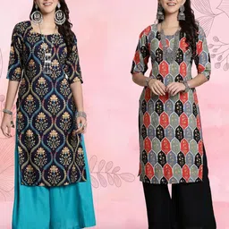 Ethnic basket Women Pack Of 2 Multicoloured Crepe Kurtas-picture-21