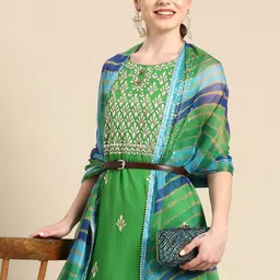 Sangria Woven Design Mirror Work Kurta with Palazzos & Dupatta-picture-30