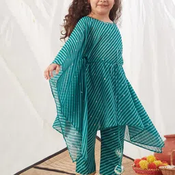 Vivedkids Boys Leheriya Striped Regular Thread Work Kurta with Trousers image 4
